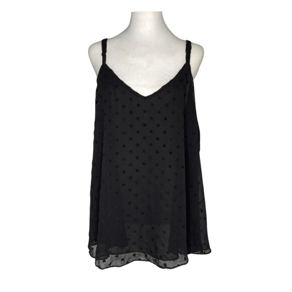 torrid Tops - Torrid Black Flocked Semi-Sheer Lined Camisole with Adjustable Straps, Sz 2 #273